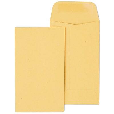 Front. Staples - Kraft #3 Coin Envelope, 2 1/2 x 4 1/4, 500/Box - Brown.