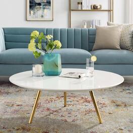 Modway - Lippa Round Wood Coffee Table with Tripod Base - Gold White