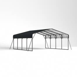 Mondawe - 20x20FT Metal Carport with Galvanized Steel Roof - Black