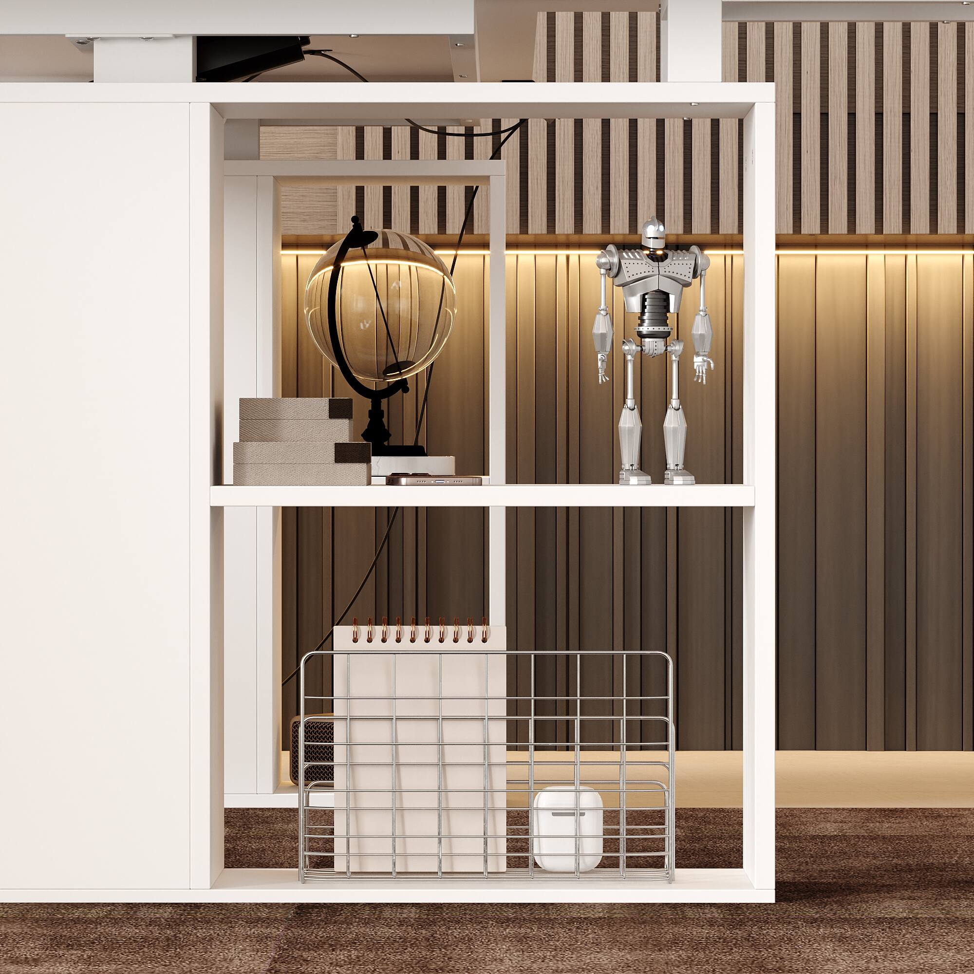 Alt View 4. Famapy - Famapy L - Shaped Electric Standing Desk: Adjustable, Modular & Organized Home Office Desk - White.