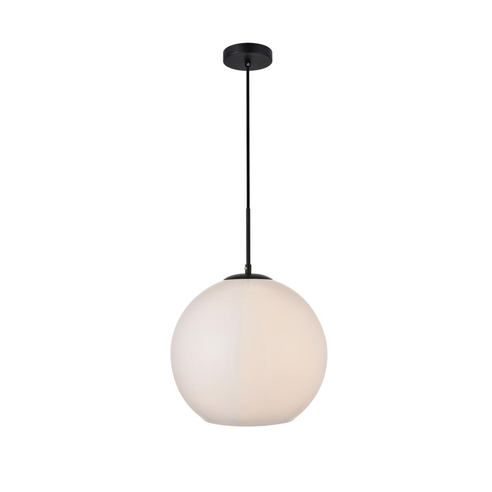 Alt View 3. Living District - Baxter 1 Light Black Pendant With Frosted White Glass - Black And Frosted White.
