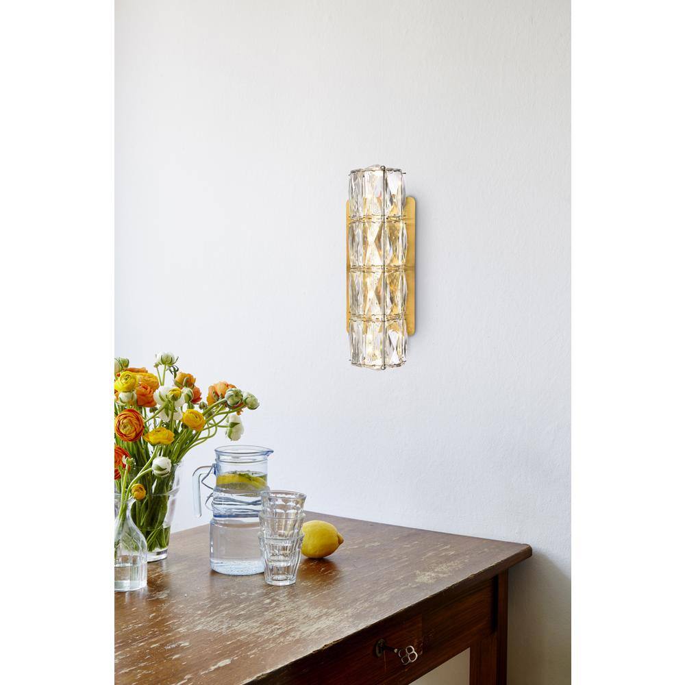 Alt View 1. Elegant Lighting - Valetta 12 inch LED linear wall sconce in gold - Gold.
