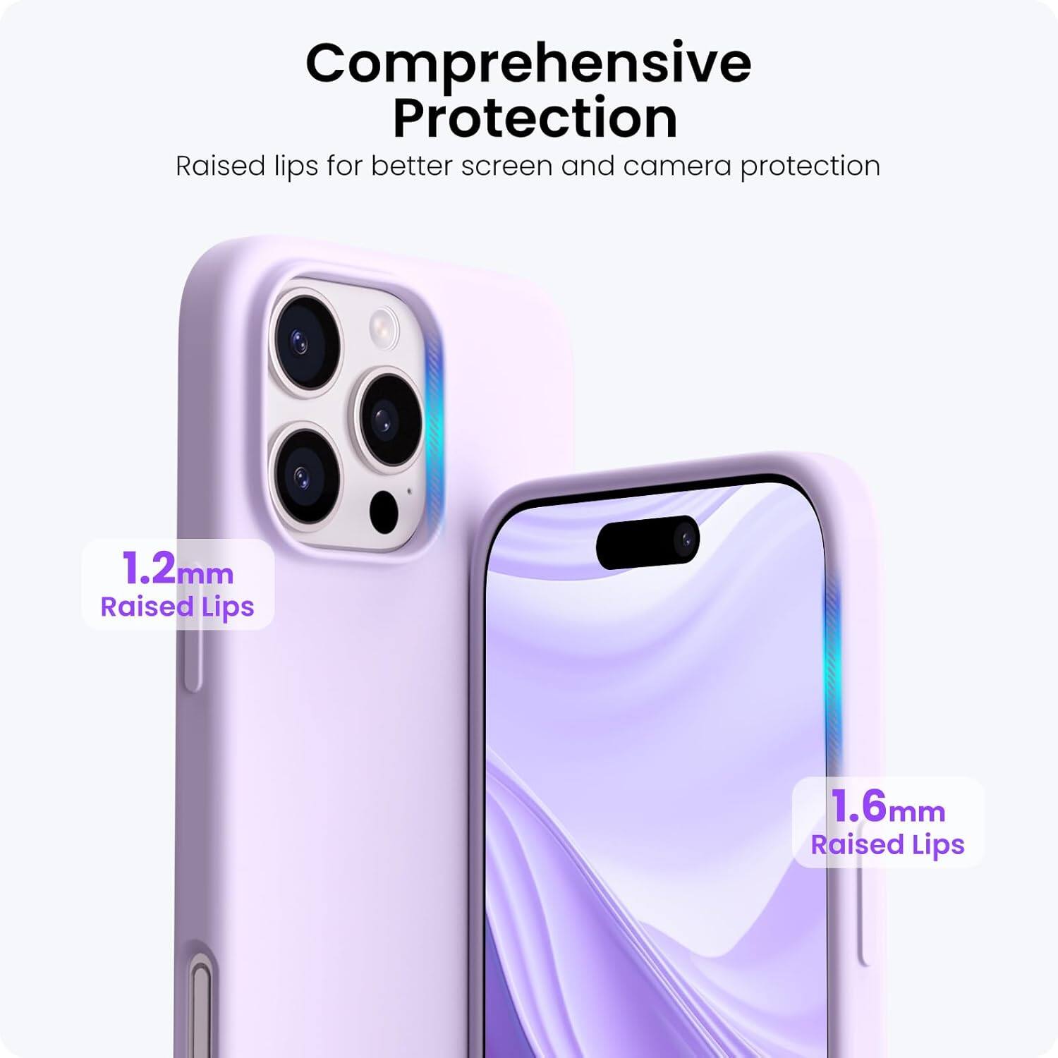 Comprehensive Protection
Raised lips for better screen and camera protection
1.2mm Raised Lips
1.6mm Raised Lips