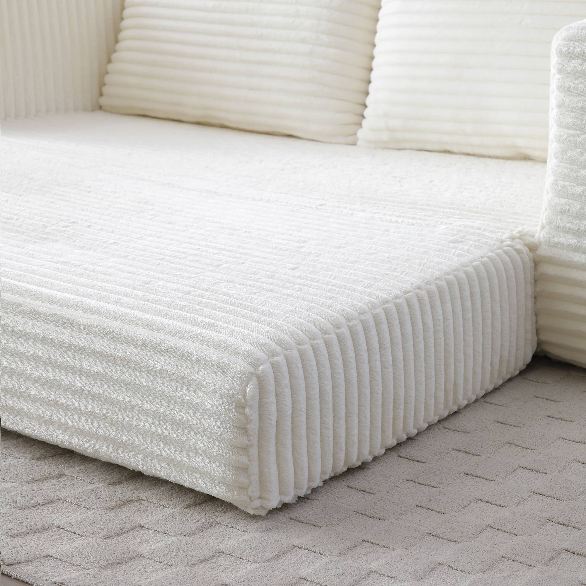 Alt View 1. Trinkets Crazed - Memory Foam Cloud Loveseat Sofa,2 in 1 Convertible Folding Couch Bed,No Assembly Compressed Corduroy Floor Lounge Sofa - Beige.