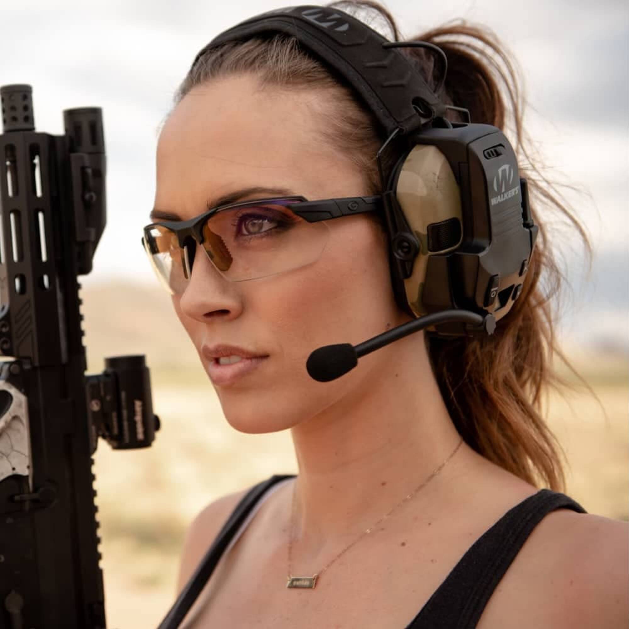 Alt View 3. Walker’s - Walker's Tactical/Hunting Walkie Talkie, Integrates w/ Razor Muffs, 2-Mile Range - Black.