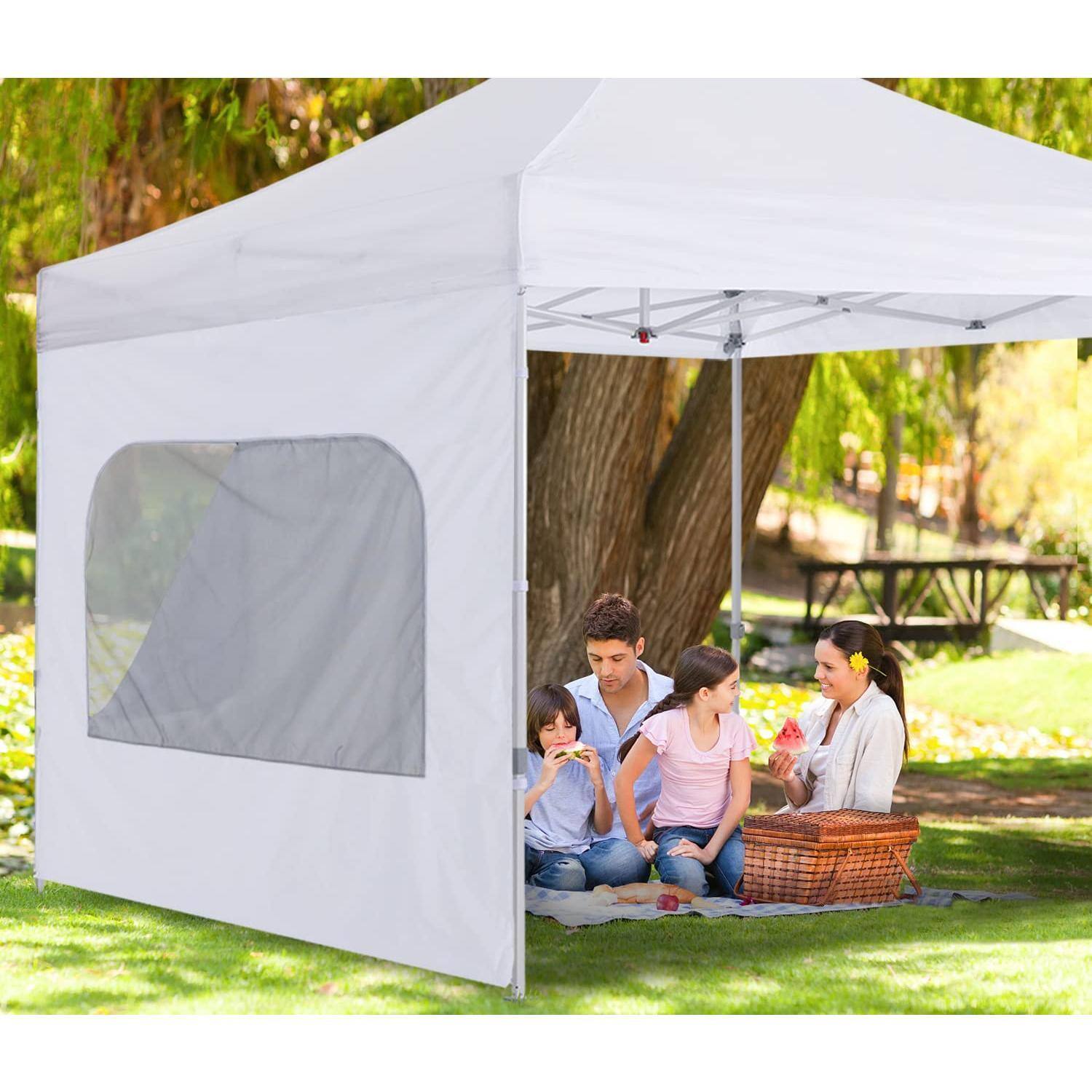 Alt View 6. Paradigms Interiors - Instant Sunwall Sidewall For Pop Up Tent With Mesh Window Only White - White-10x10-Church Window.