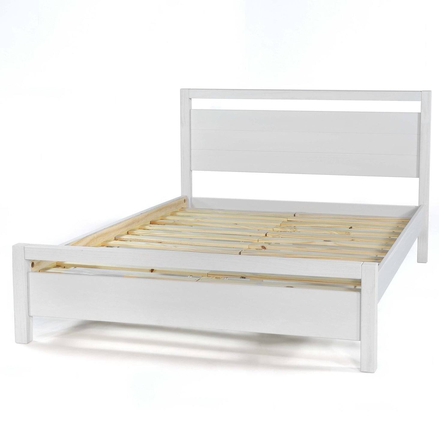 Angle. Hivvago - Hivvago King Size FarmHouse Traditional Platform Bed - Rustic White.