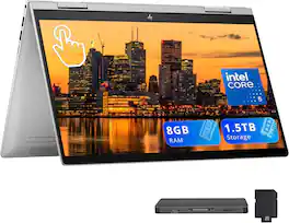 HP - Envy x360 2-in-1 14" Touch Laptop,Intel 5 120U,8GB RAM,2TB SSD+512GB Docking Station Set,Fingerprint,Win 11 - Silver