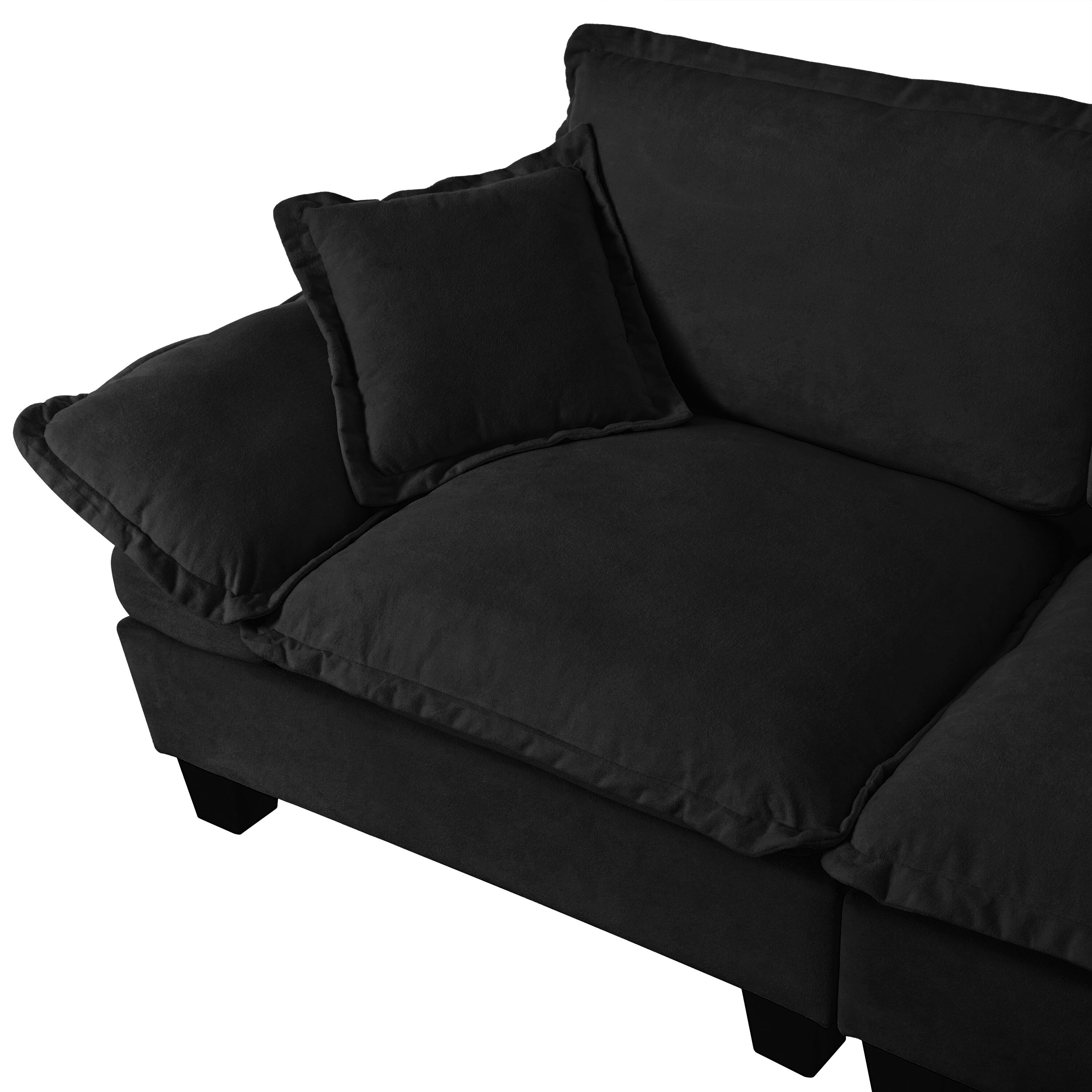 Angle. Anysun - Modular Cloud Couch,Shape Sailboat 2 seat-Sofa with Cup Holders & Storage, USB Port, 2 Pillows, Chenille for Apartment - Black.