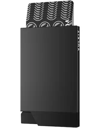 Front. Vulpecula Spade - Pop up Card Holder Minimalist Credit Card Holder RFID Blocking Slim Metal Card Case for Men or Women(Black) - Black.