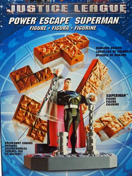 Justice League  
Power Escape Superman  
Figure • Figura • Figurine  

Dungeon Bricks  
Ladrillos de Calabozo  
Briques de Donjon  

Superman  
Figure • Figura • Figurine  

Breakaway Chains  
Cadenas Desprendibles  
Chains Qui Se Brisent!