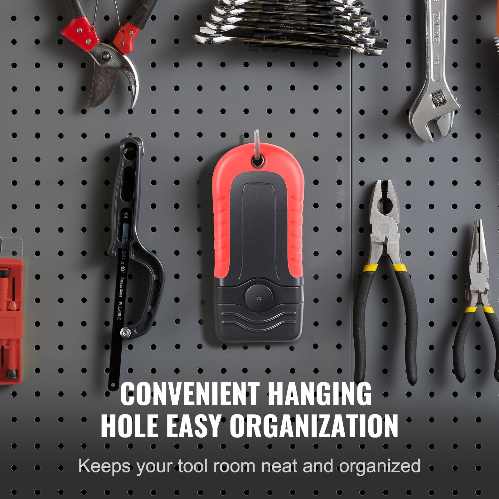 CONVENIENT HANGING HOLE EASY ORGANIZATION  
Keeps your tool room neat and organized