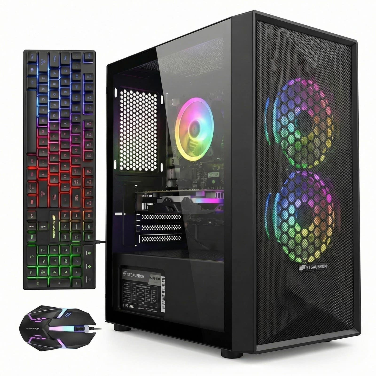 STGAubron - Gaming Desktop PC, Intel Core i5 up to 3.7G, GeForce RTX 2060 6G, 16GB RAM, 512GB SSD, WiFi, BT 5.0, Win11H - Black