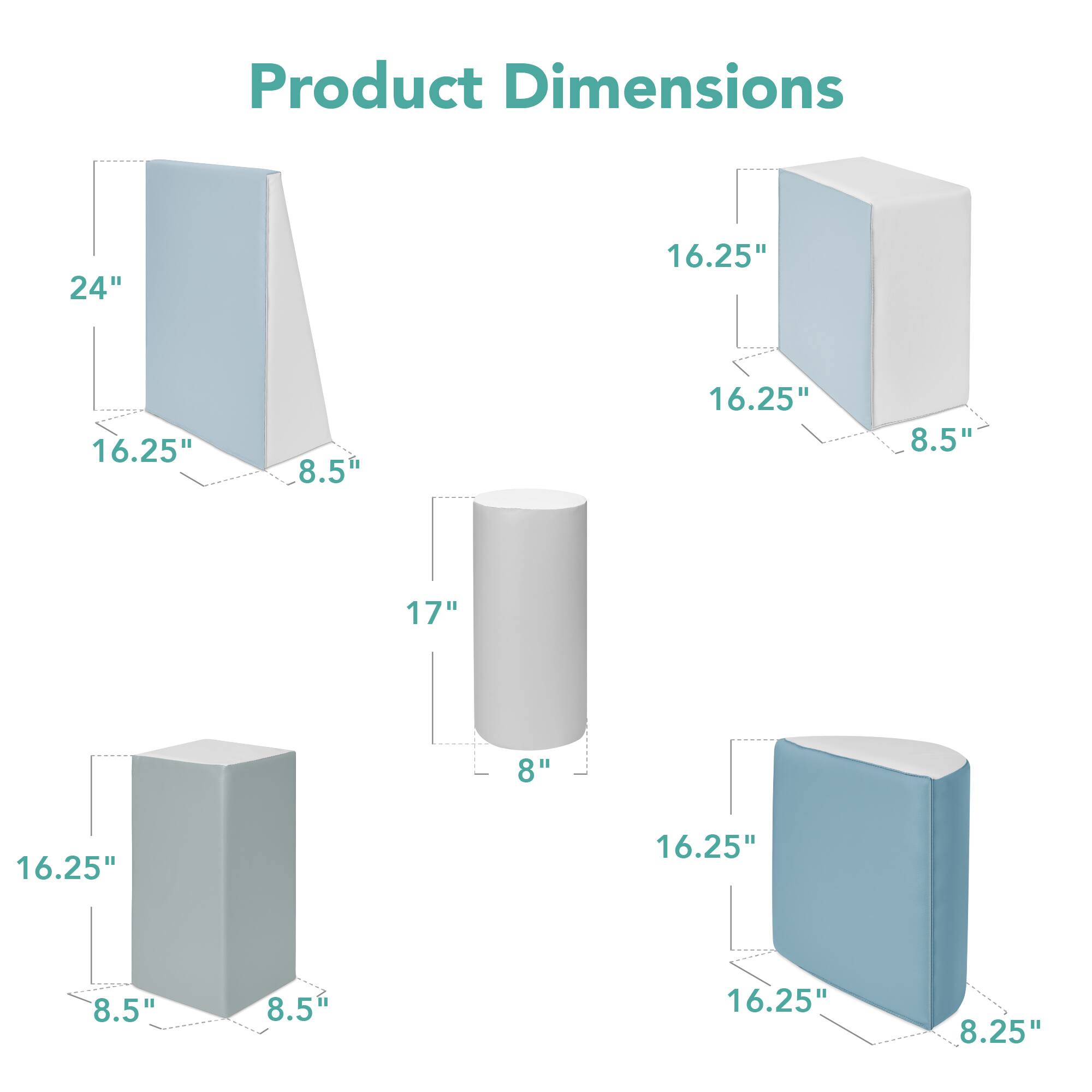 Product Dimensions: 24" x 16.25" x 8.5", 17" x 8" x 16.25", 16.25" x 8.5" x 8.5", 16.25" x 8.25" x 16.25".
