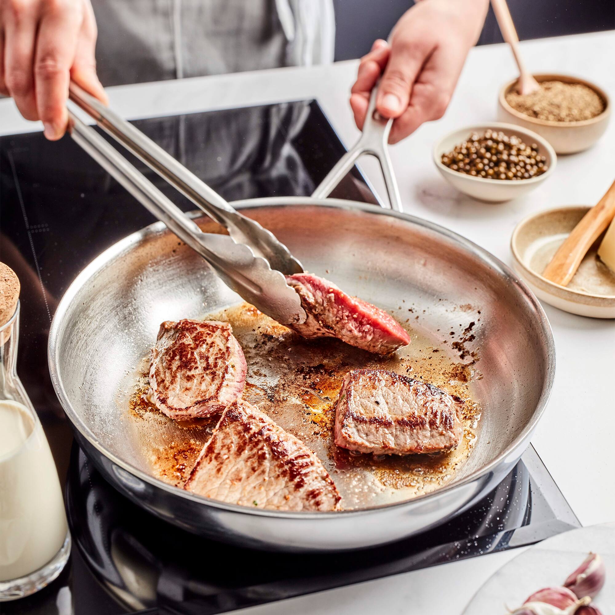 Alt View 2. Demeyere - Demeyere Industry 5-Ply 8-inch Stainless Steel Fry Pan - Stainless Steel.