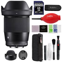 Sigma - 16mm f/1.4 DC DN Contemporary Lens for Canon RF Mount with Advanced Accessory and Travel Bundle | 16mm f1.4 canon - Black