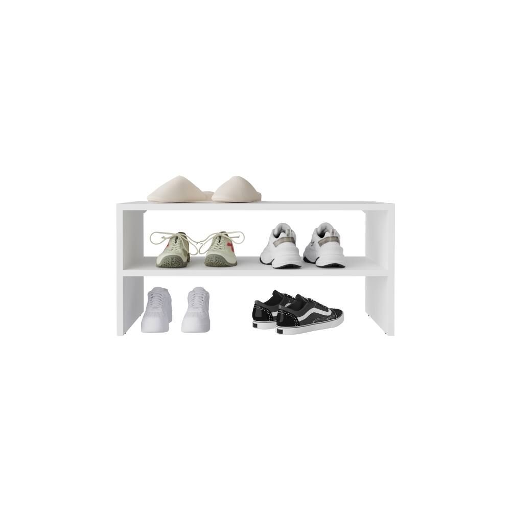 Alt View 1. Loheer - Loheer Small White Shoe Rack, 3 Tier Open Shoe Shelf for Entryway, Particle Board - White.