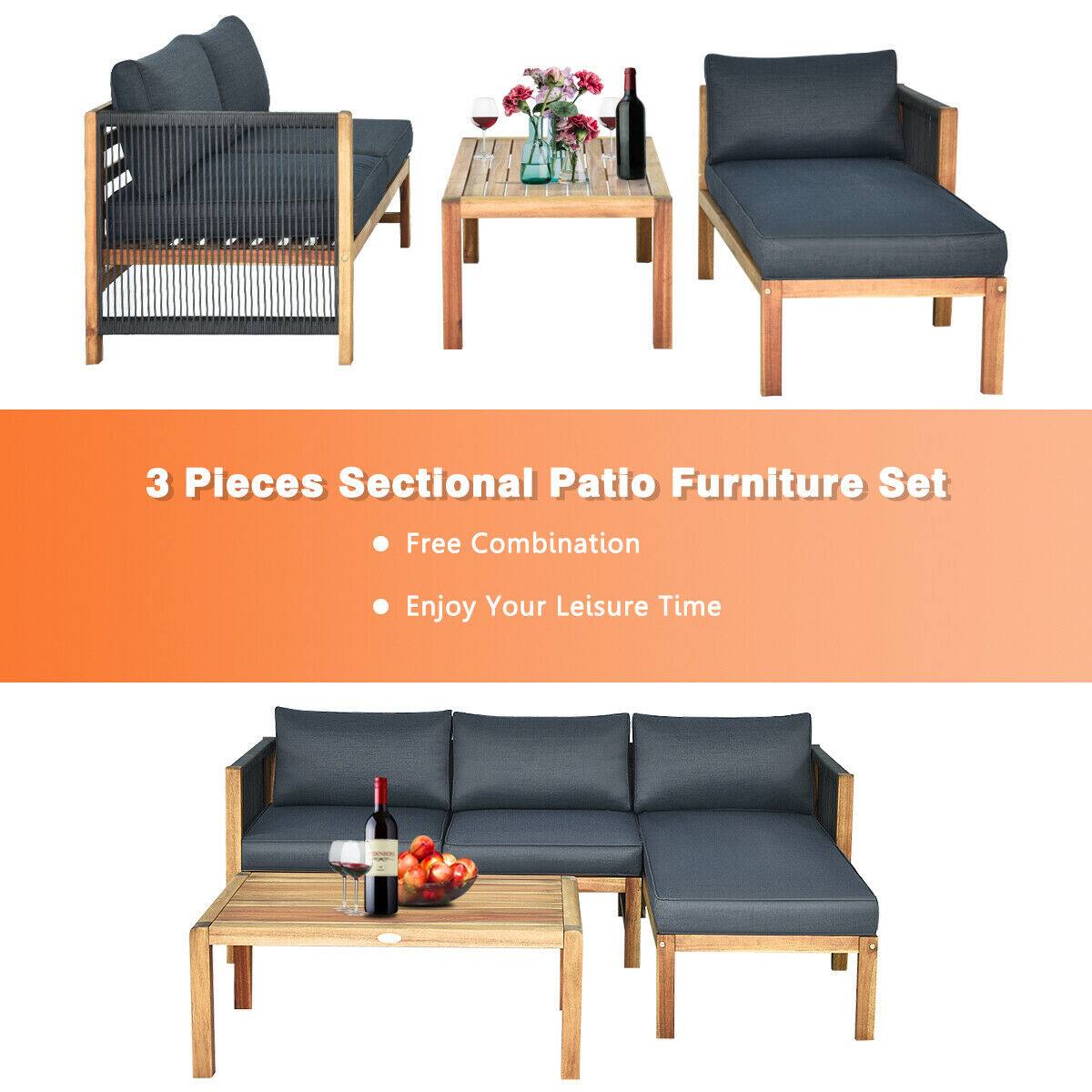 3 Pieces Sectional Patio Furniture Set

Free Combination

Enjoy Your Leisure Time
