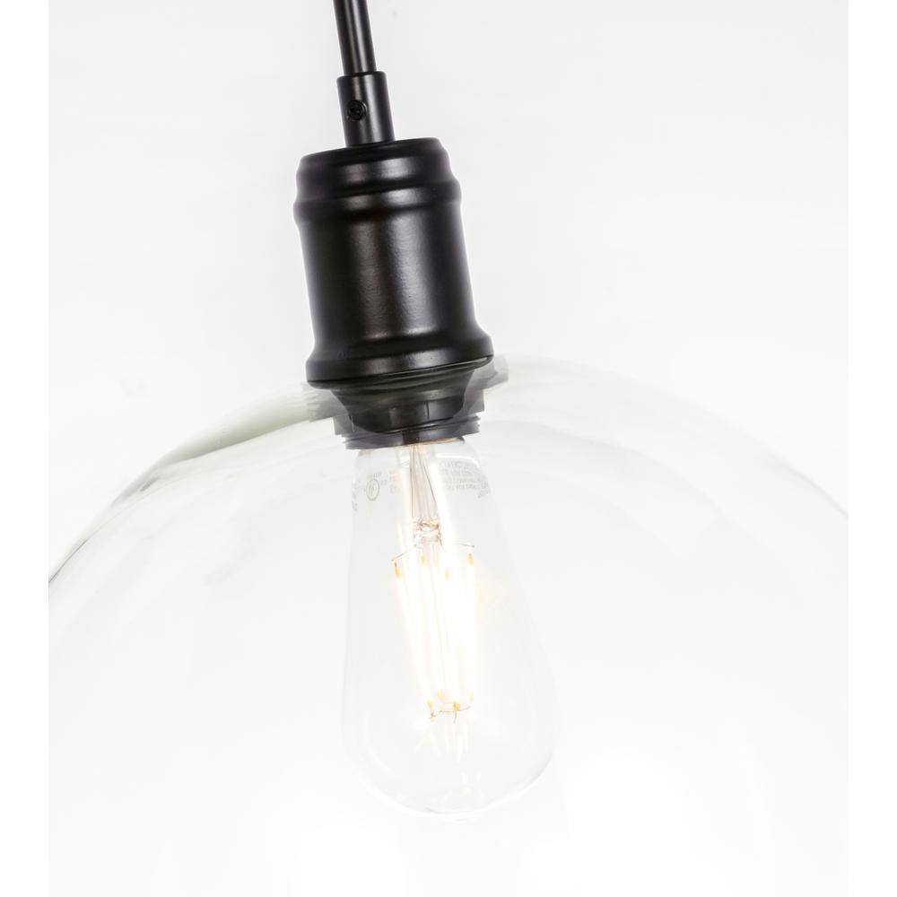 Back. Living District - Emett 1 light Black and Clear glass pendant - Black And Clear Glass.