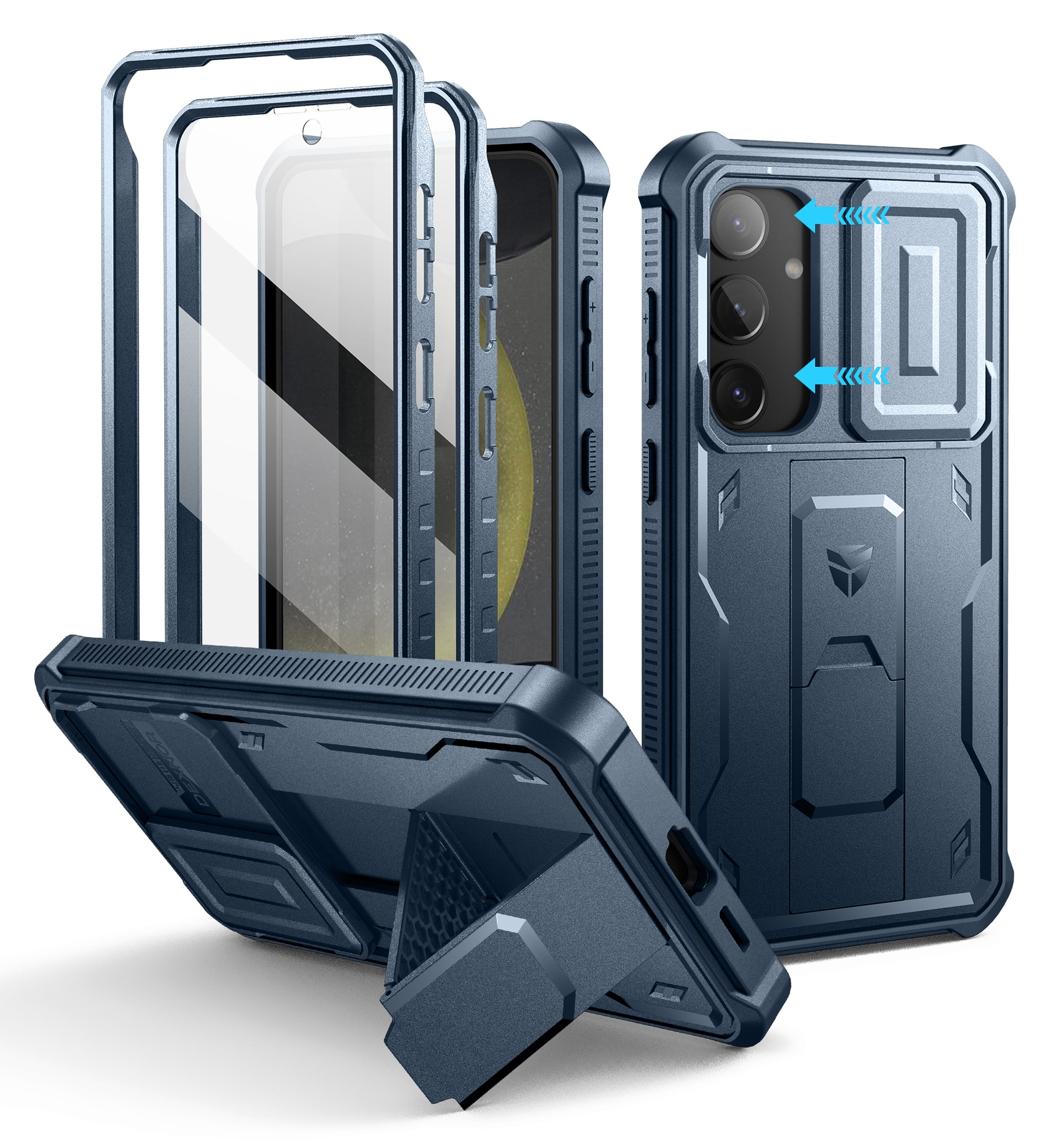 Front. dexnor - Dexnor for Samsung Galaxy S24 Plus Case with Built-in Slide Camera Cover & Screen Protector & Kickstand,Navy Blue - Navy Blue.
