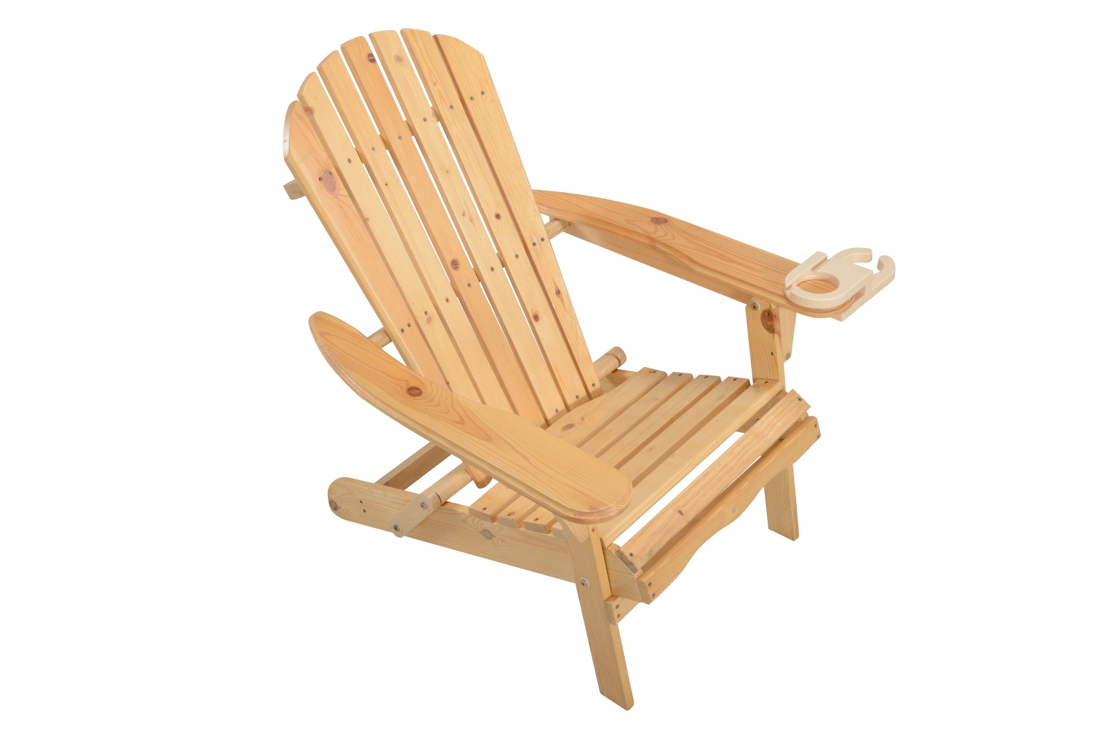 Left. Jiallo - Foldable Adirondack Chair with cup holder set of 4 - NATURAL.
