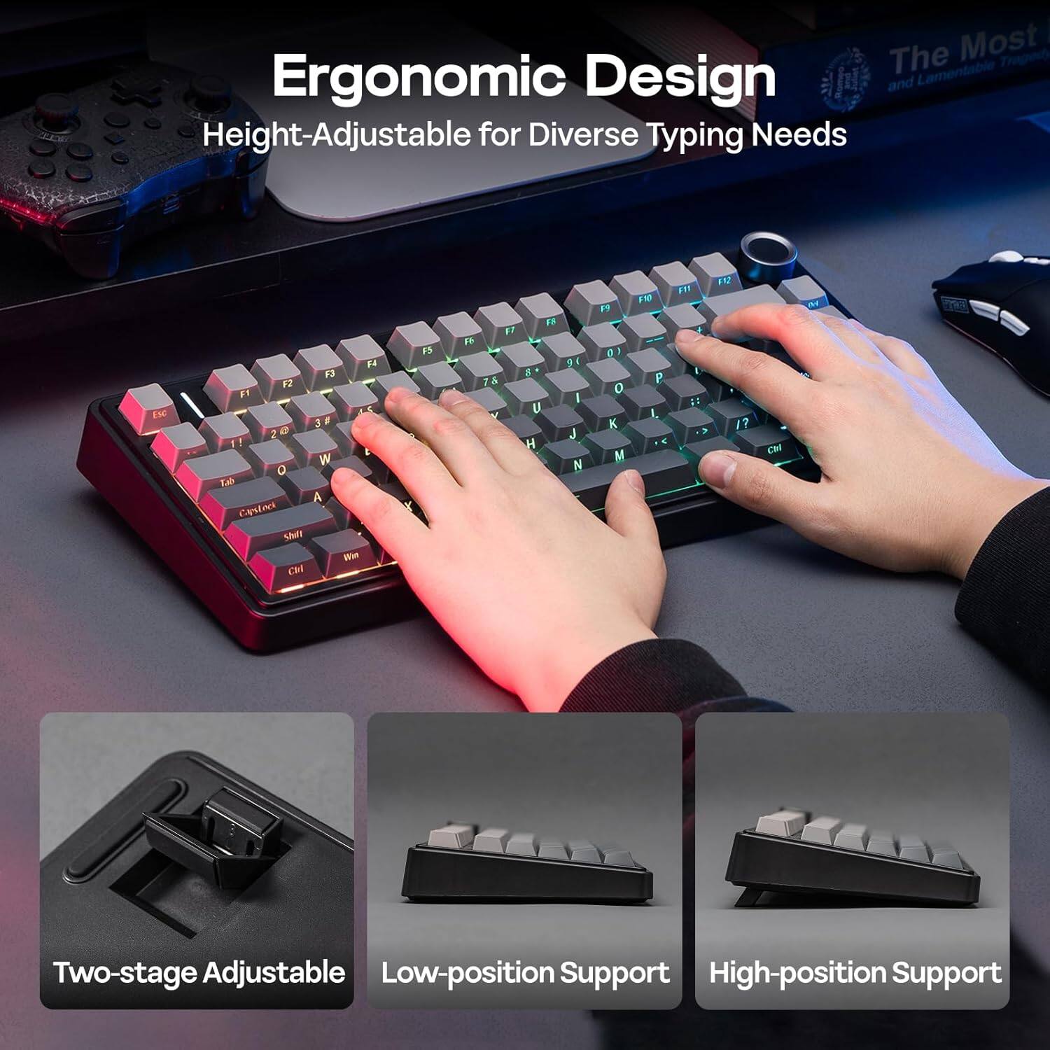 Most | The Lamentable Trapet Ergonomic Design and Height-Adjustable for Diverse Typing Needs

ENC P F3 F2 F1 3 e 2 0 71 E W O Tal A Castrci Shift - CH FB Y FA F7 I & V FB 8 U H 9 I I J N F9 a 1 O K M F1 P I. .I. I : . FU 17 C e

Two-stage Adjustable Low-position Support High-position Support