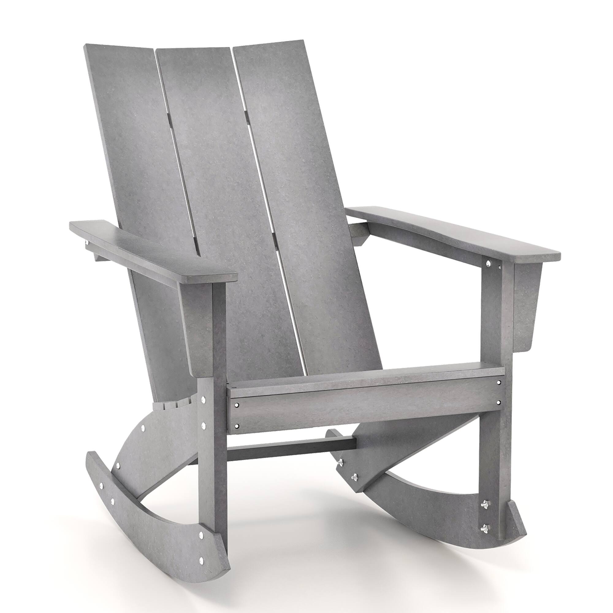 Front. Costway - Costway Patio Adirondack Rocking Chair All Weather HDPE Porch Rocker 330lbs Outdoor - Grey.