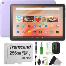 Amazon - Fire HD 10 10.1" 32GB Wi-Fi Tablet 13th Gen 256GB MicroSD Bundle - Lilac