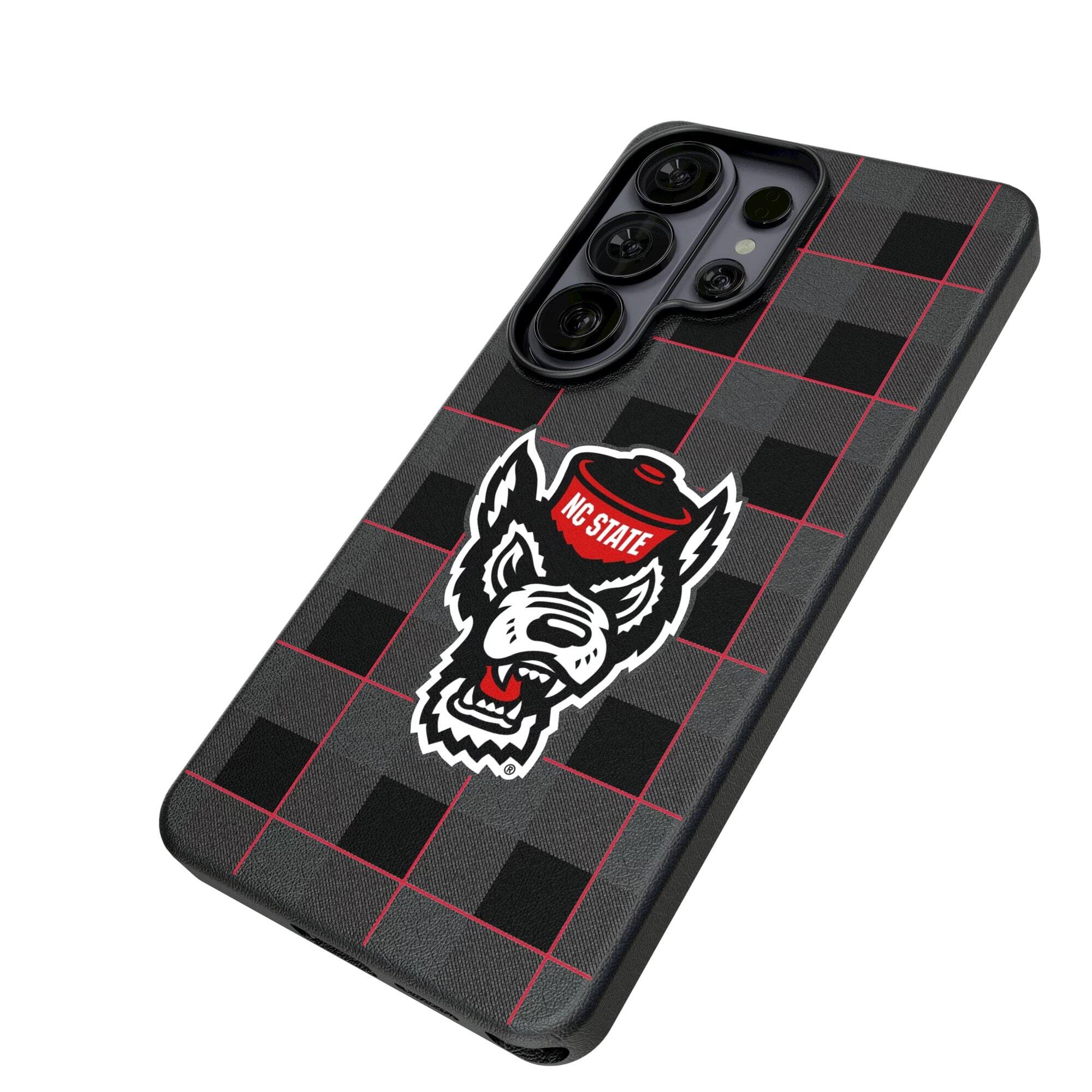 Alt View 1. Keyscaper - NC State Wolfpack Plaid Galaxy Magnetic Bump Case - S24 - Black.