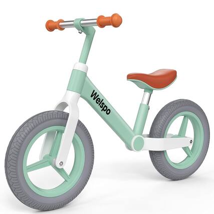Front. WELSPO - 12" Kids Balance Bike No Pedal Toddler Bike for 2-5 Years Old - Green Grey.