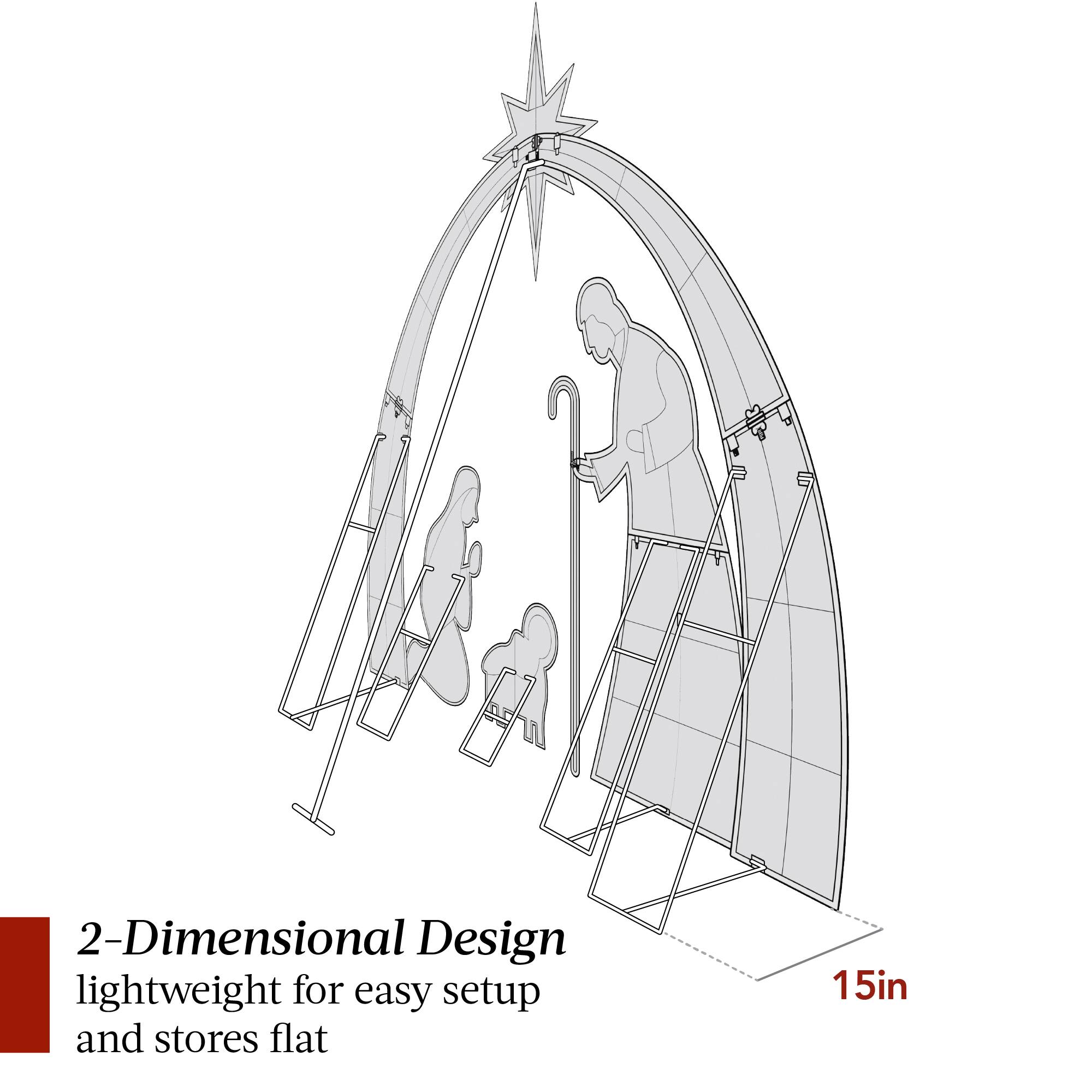 2-Dimensional Design  
lightweight for easy setup and stores flat  

15in