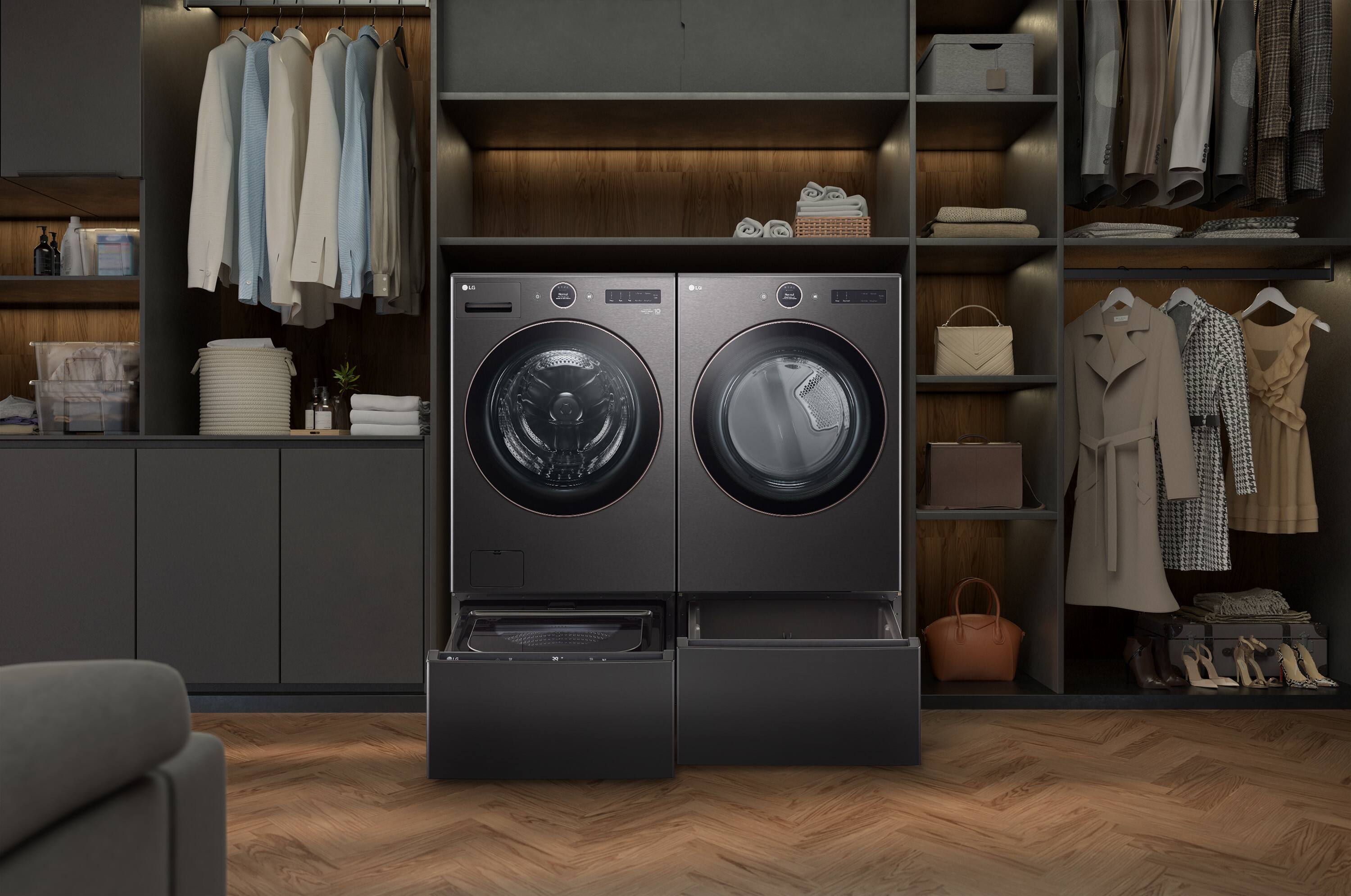 Alt View 37. LG - 7.4 Cu. Ft. Stackable Smart Gas Dryer with Steam and Sensor Dry - Black Steel.