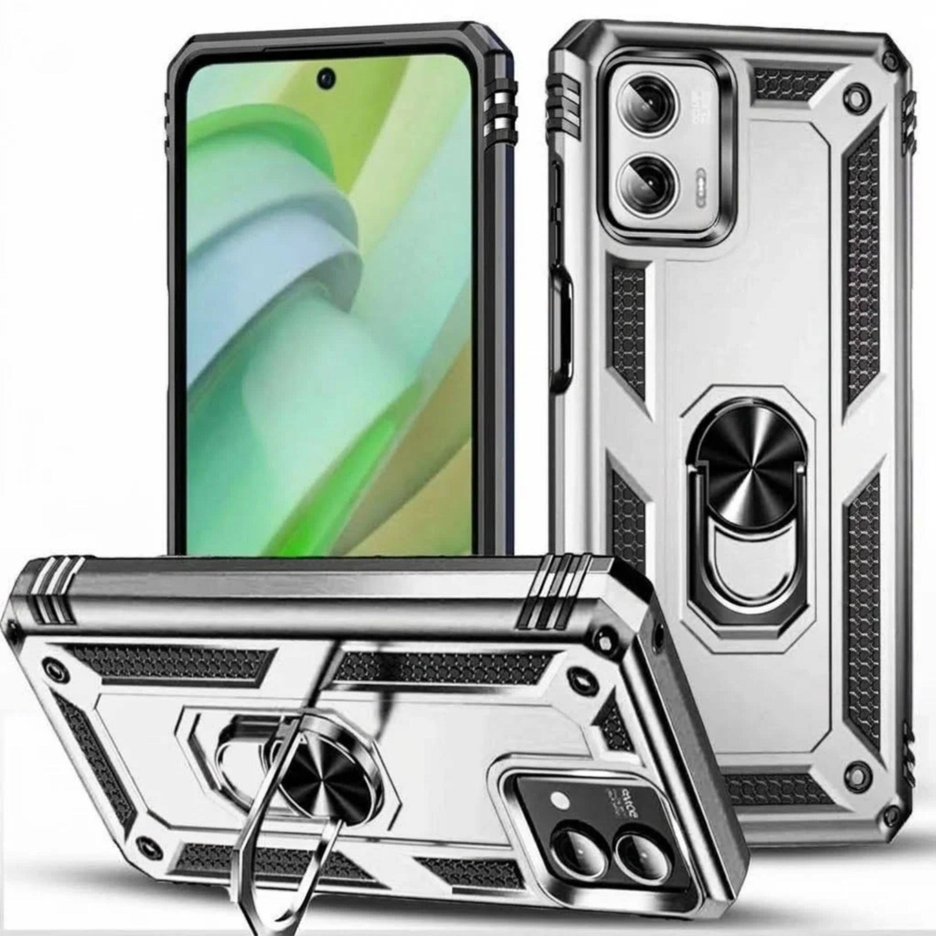 Front. Kitcheniva - Phone Case With Stand For Moto G Stylus 2022 Silver - Silver.