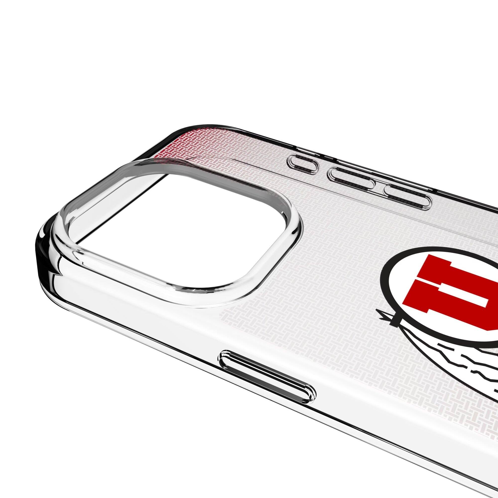 Alt View 2. Keyscaper - Utah Utes Linen Logo iPhone Clear Case - 16 Plus - Multicolor.