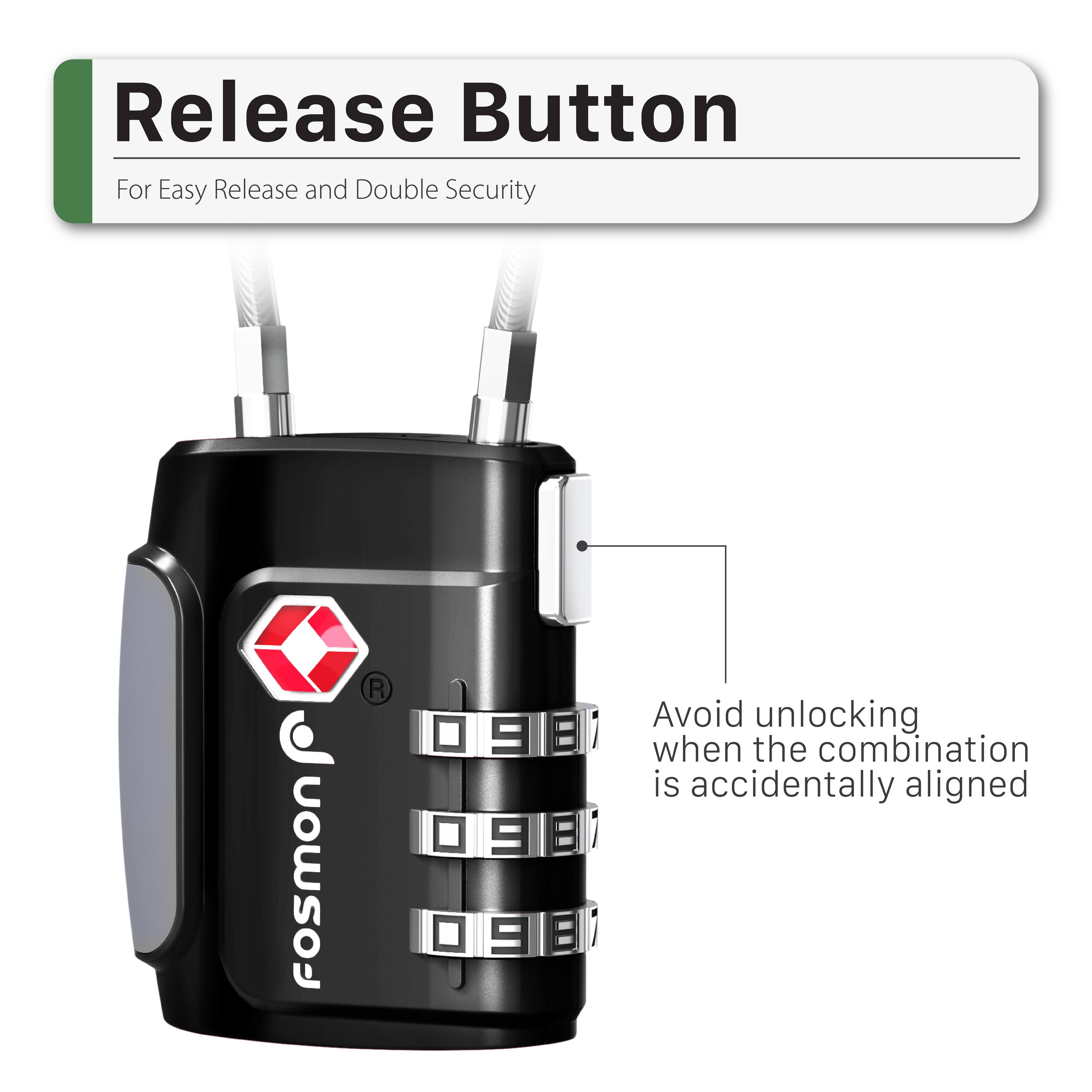 Release Button For Easy Release and Double Security fosmon  Avoid unlocking when the combination is accidentally aligned