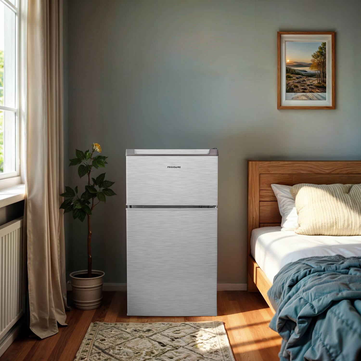 Left. Frigidaire - 3.2-Cu. Ft. 2-Door Refrigerator - Stainless Steel.