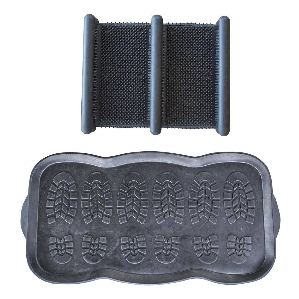 Front. AmeriHome - Rubber Boot Scrap Mat and Rubber Boot/Shoe Mat - Black.