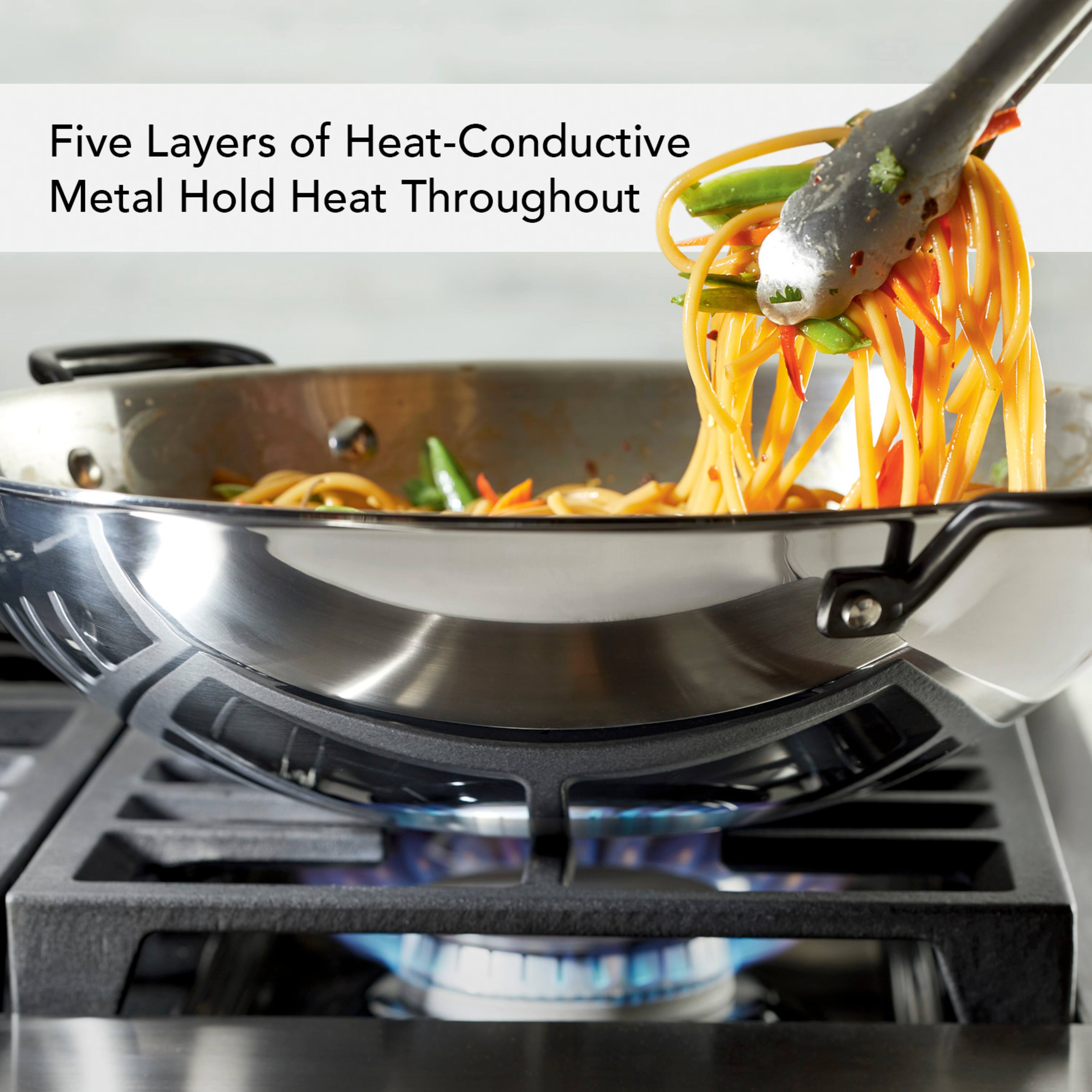 Alt View 13. KitchenAid - KitchenAid 5-Ply Clad Stainless Steel Induction Wok, 15-Inch, Polished Stainless Steel - Silver.