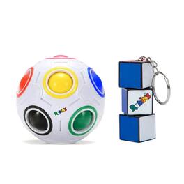 Rubik's Cube - Rubiks 2 Piece Gift Set | Rainbow Ball | Twist Keychain - White