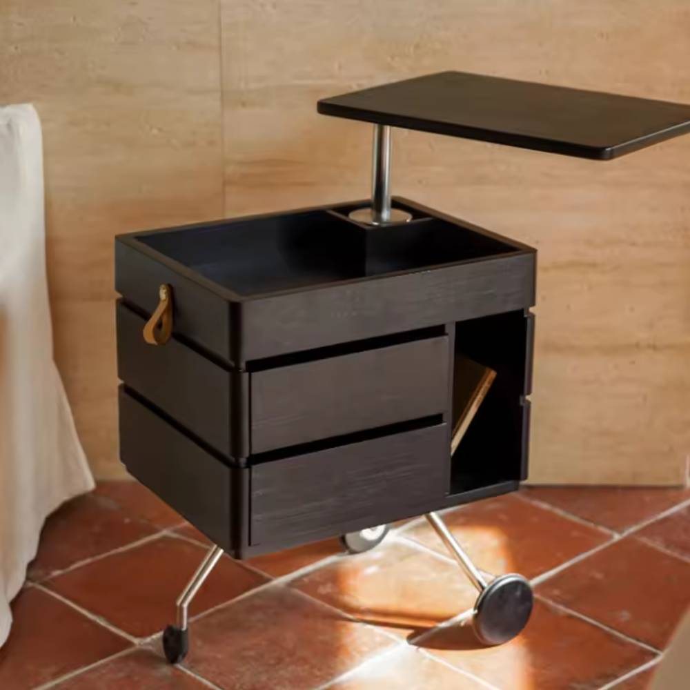 Front. Refined Abode Design - Coffee Table With Top Lift Design - Black.