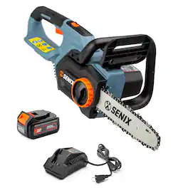SENIX - X2 20V Max* 10" Cordless Chainsaw, Brushless (2.5 Ah Battery & Charger Included) - Blue