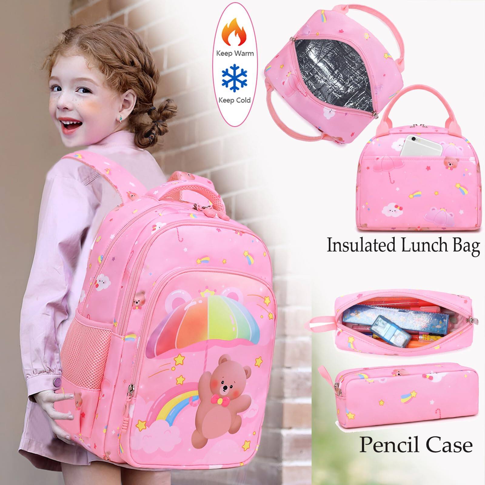 Pacoar Cade Backpack For Elementary Unicorn School Bookbag 3 In 1 Set ...