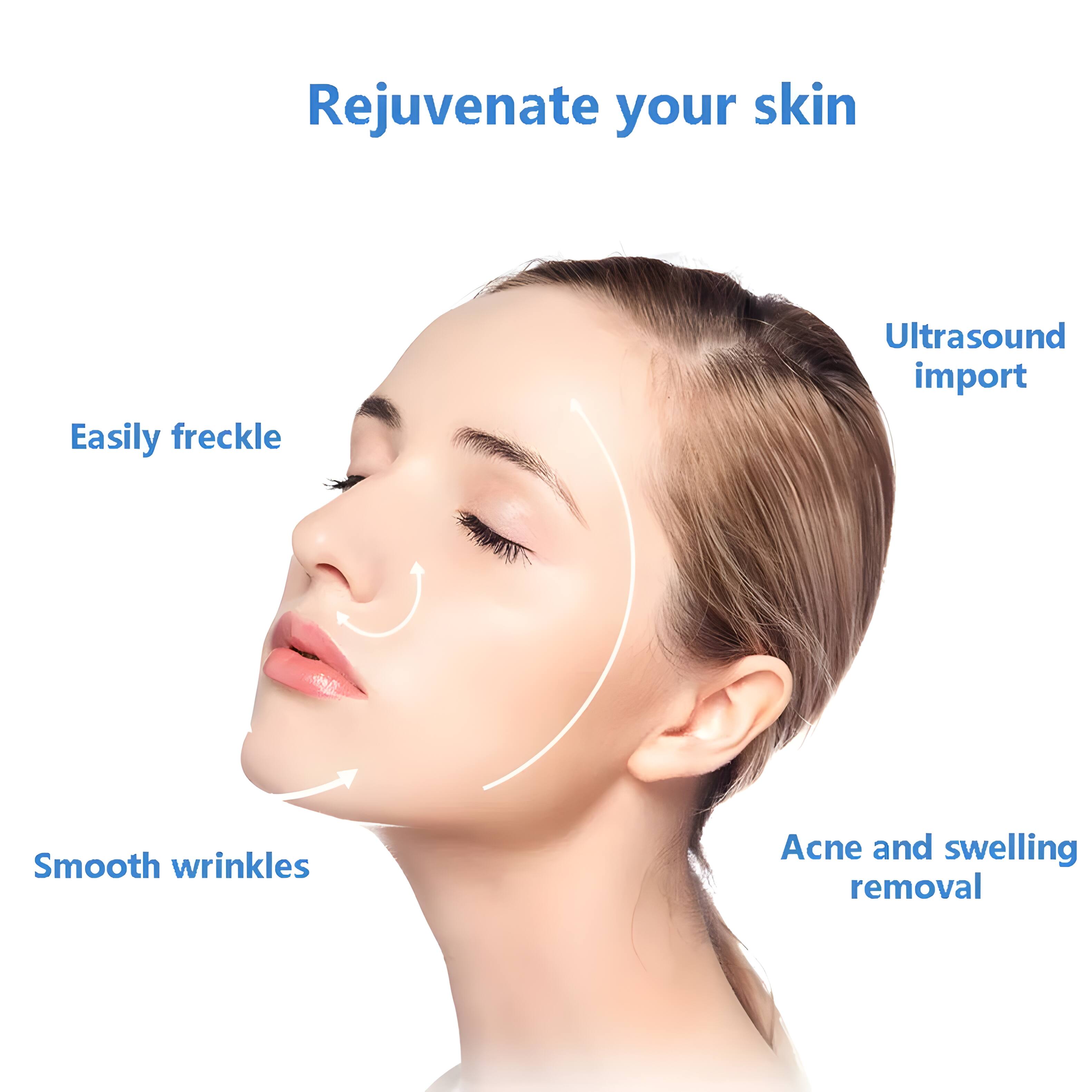 Rejuvenate your skin

- Easily freckle
- Ultrasound import
- Smooth wrinkles
- Acne and swelling removal