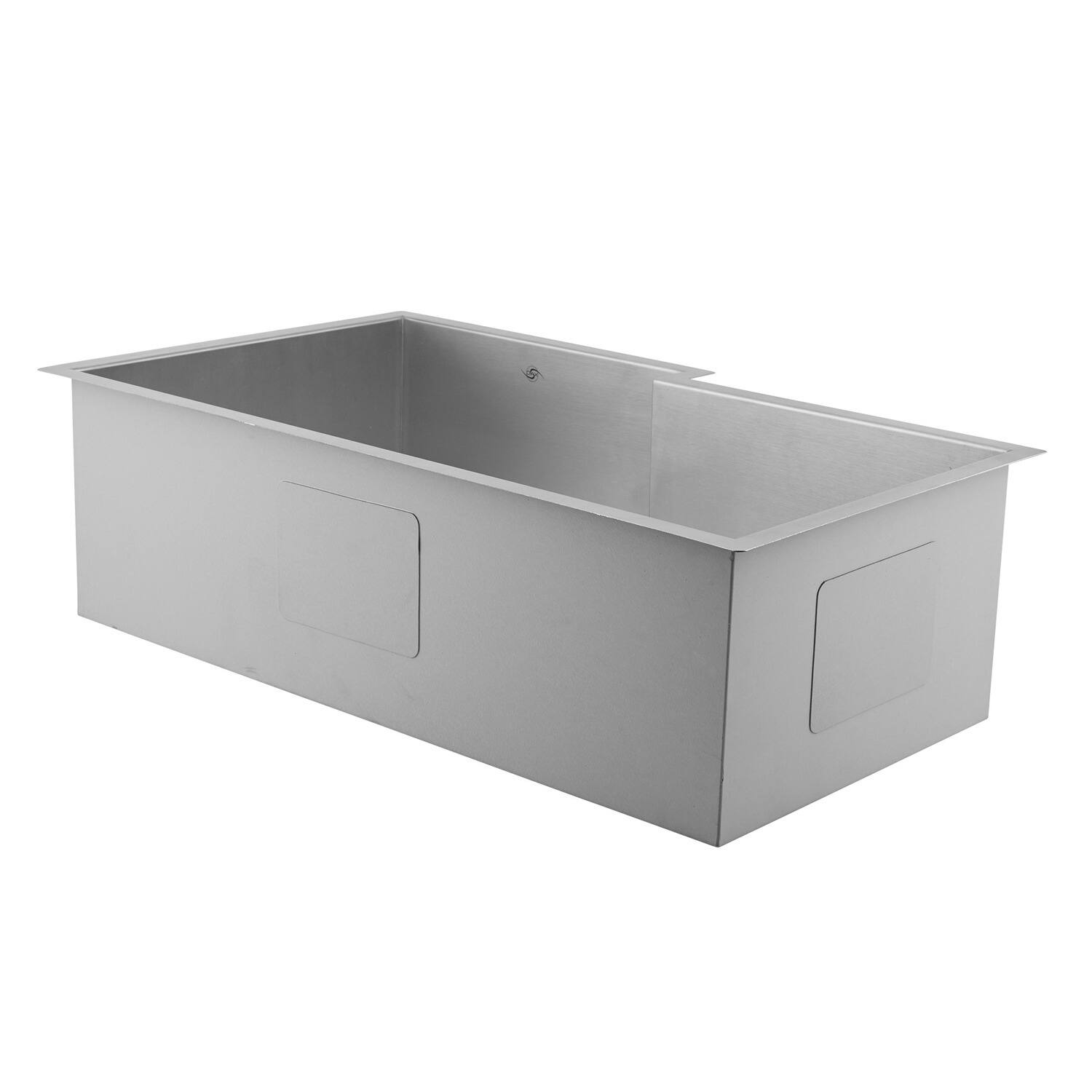 Back. TinyHomie - DAX Handmade Single Bowl Undermount Kitchen Sink - Gray.