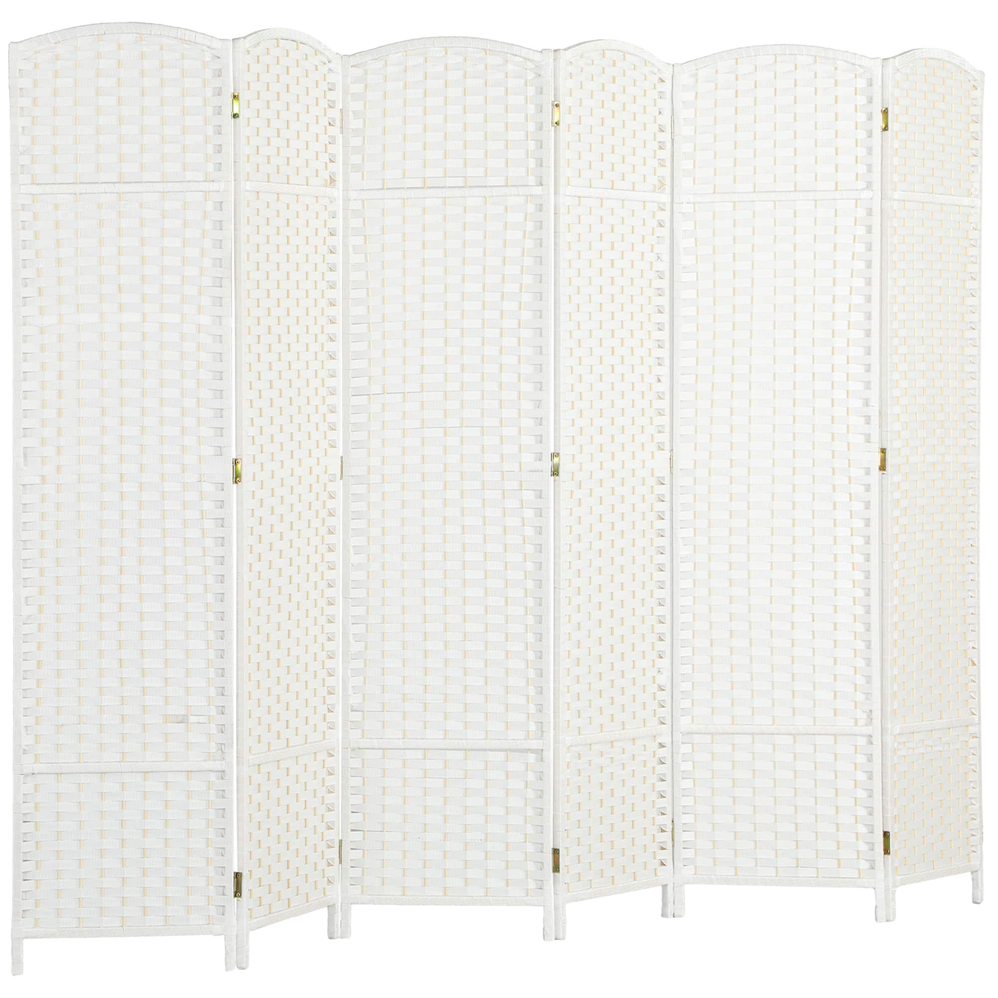 Homcom - Room Divider, Folding Privacy Screen, Tall Freestanding Wall Partition for Home Office and Bedroom - White