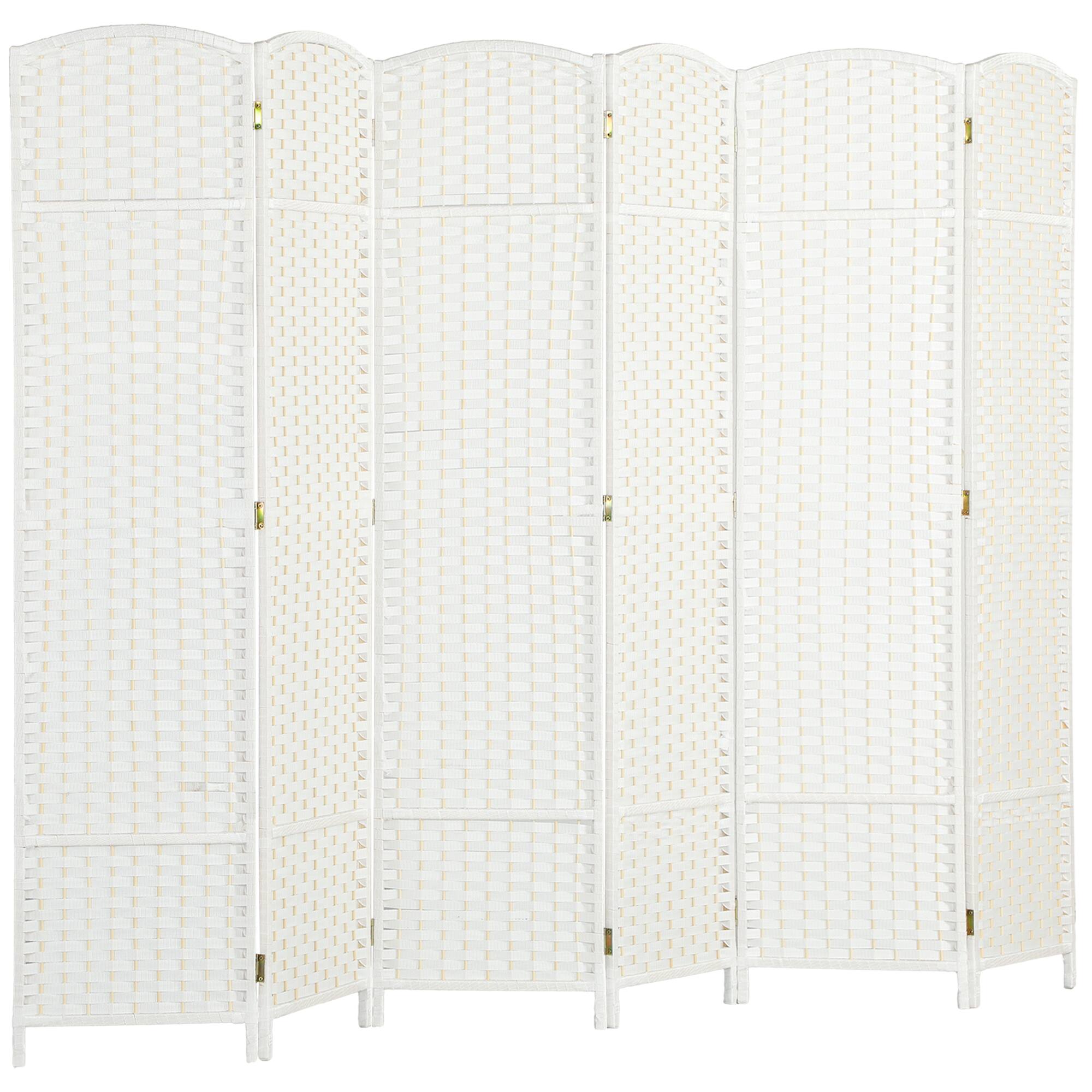 Front. Homcom - Room Divider, Folding Privacy Screen, Tall Freestanding Wall Partition for Home Office and Bedroom - White.