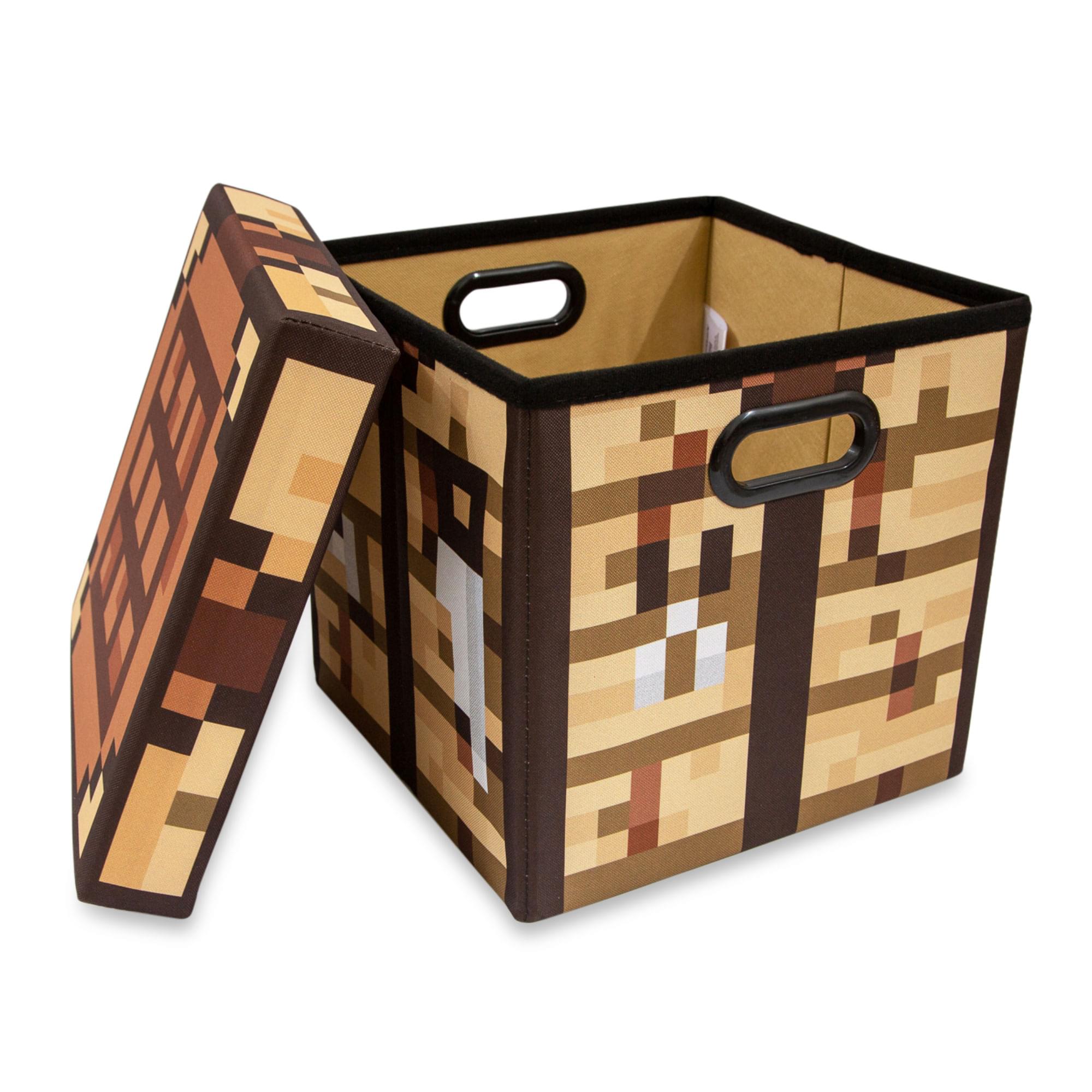Alt View 1. Ukonic - Minecraft Crafting Table Fabric Storage Bin Cube Organizer with Lid | 13 Inches - Brown.