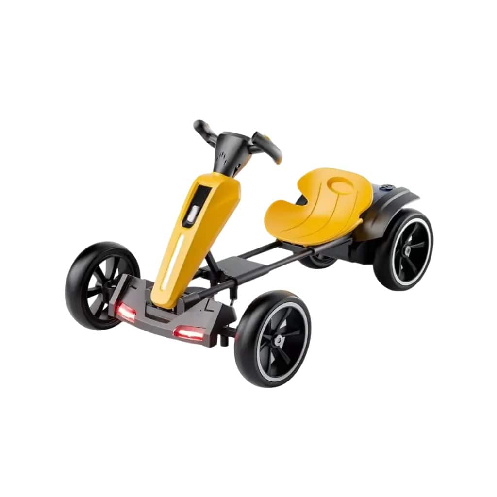 Ecooso - 12V Kids Pedal Go Kart, Battery Ride-On Toy Car with Adjustable Seat, EVA Tires, for Outdoor Play Ages 3–8 - Yellow