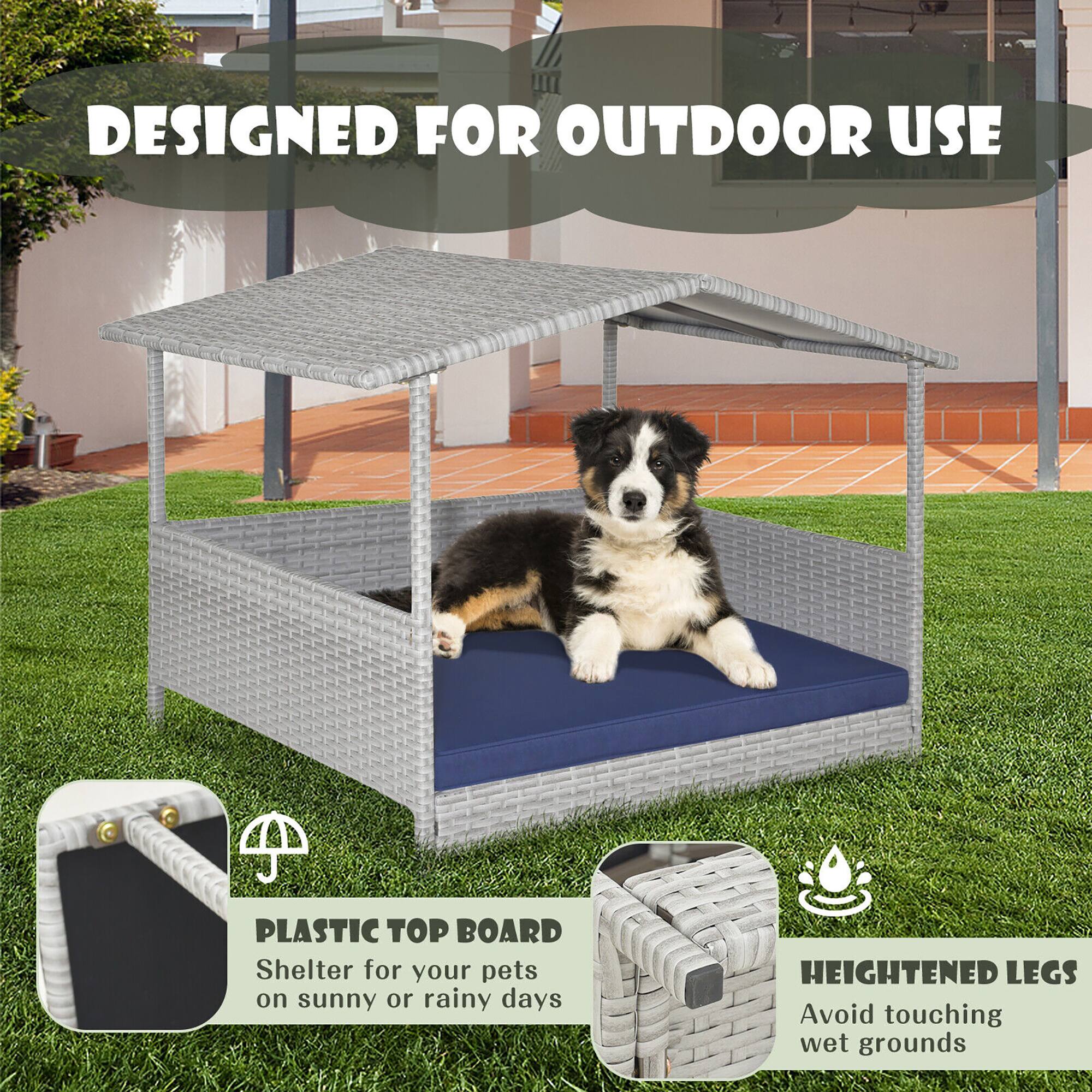 DESIGNED FOR OUTDOOR USE

PLASTIC TOP BOARD
Shelter for your pets on sunny or rainy days

HEIGHTENED LEGS
Avoid touching wet grounds