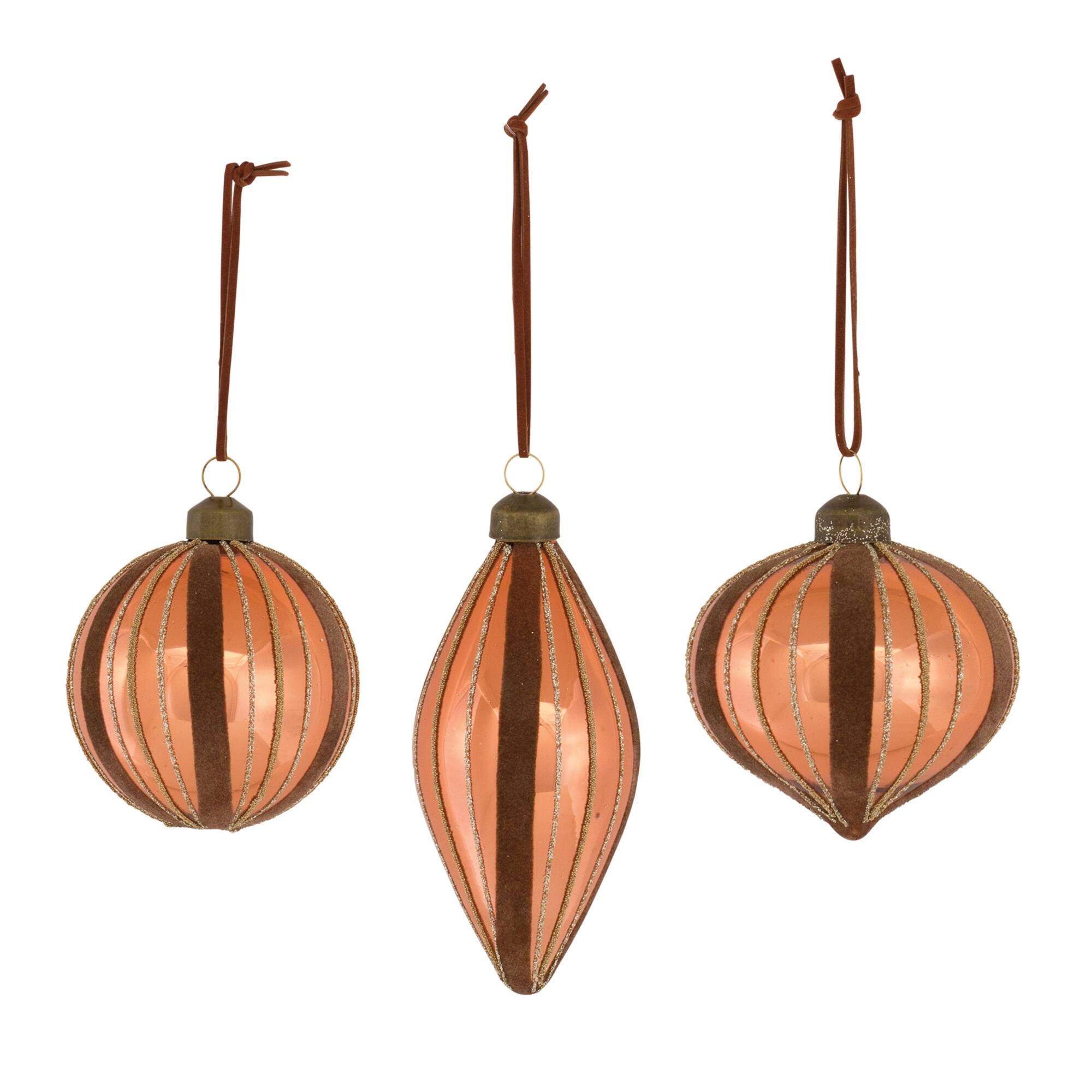 Angle. BreeBe - Copper Glass Holiday Ornament (Set of 12) - Copper.